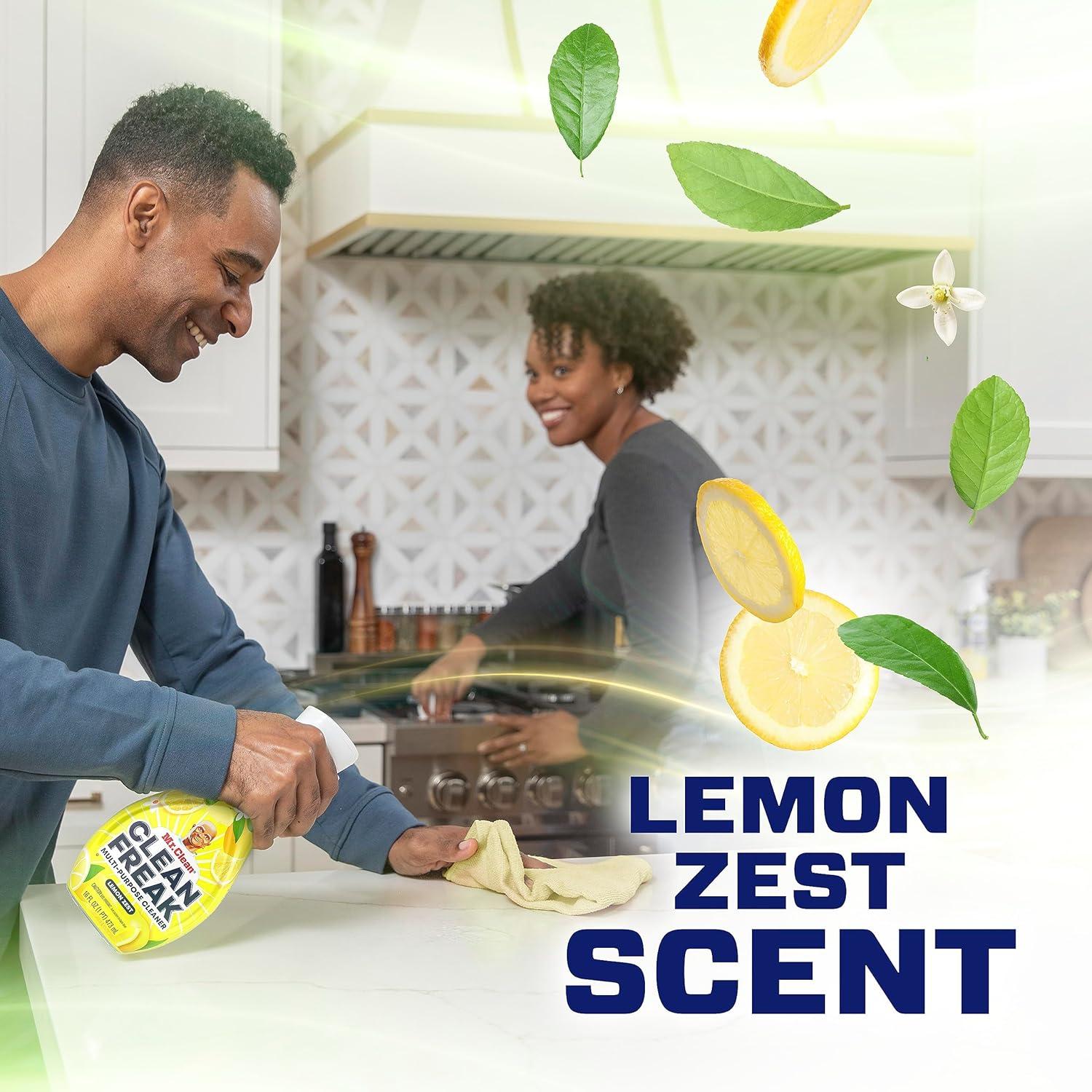 image:imageMr Clean Clean Freak Multi Surface Cleaning Spray Deep Cleaning Mist Starter Kit and Refill Bundle Lemon Zest Scent 64 fl ozLemon