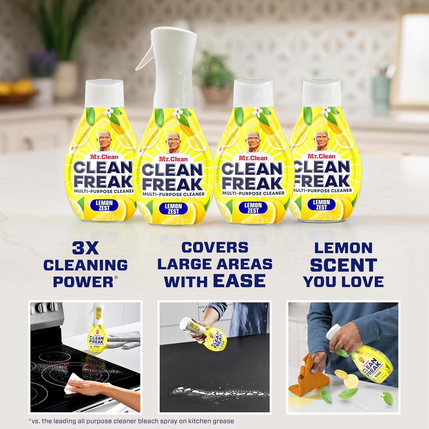 image:imageMr Clean Clean Freak Multi Surface Cleaning Spray Deep Cleaning Mist Starter Kit and Refill Bundle Lemon Zest Scent 64 fl ozLemon