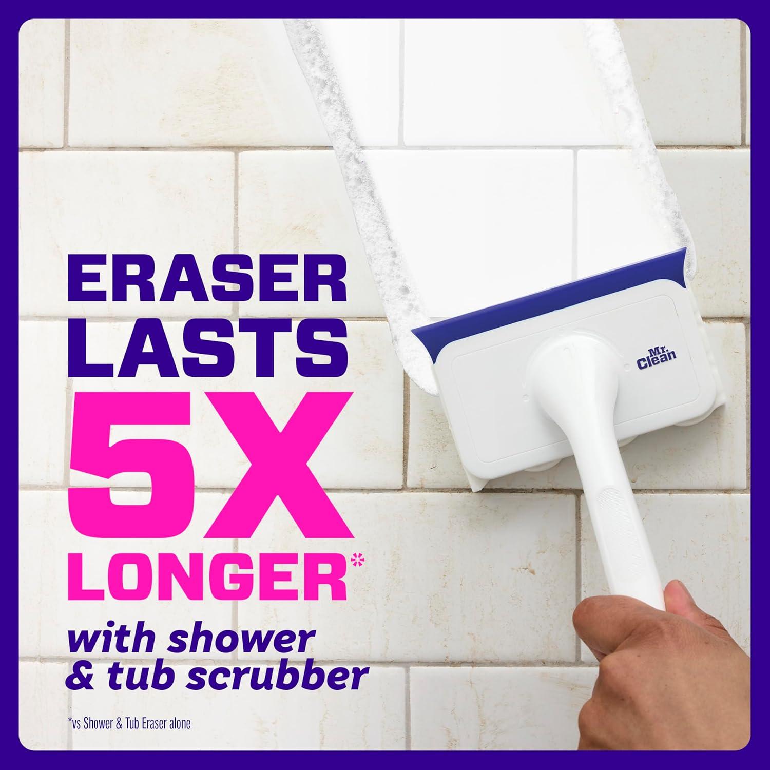 image:imageMr Clean Magic Eraser Shower amp Tub Scrubber Bathroom Cleaner All in One Bathroom Cleaner Lemon Starter Kit 1 Scrubber amp 2 Foaming Magic Erasers1 Device 2 Refills