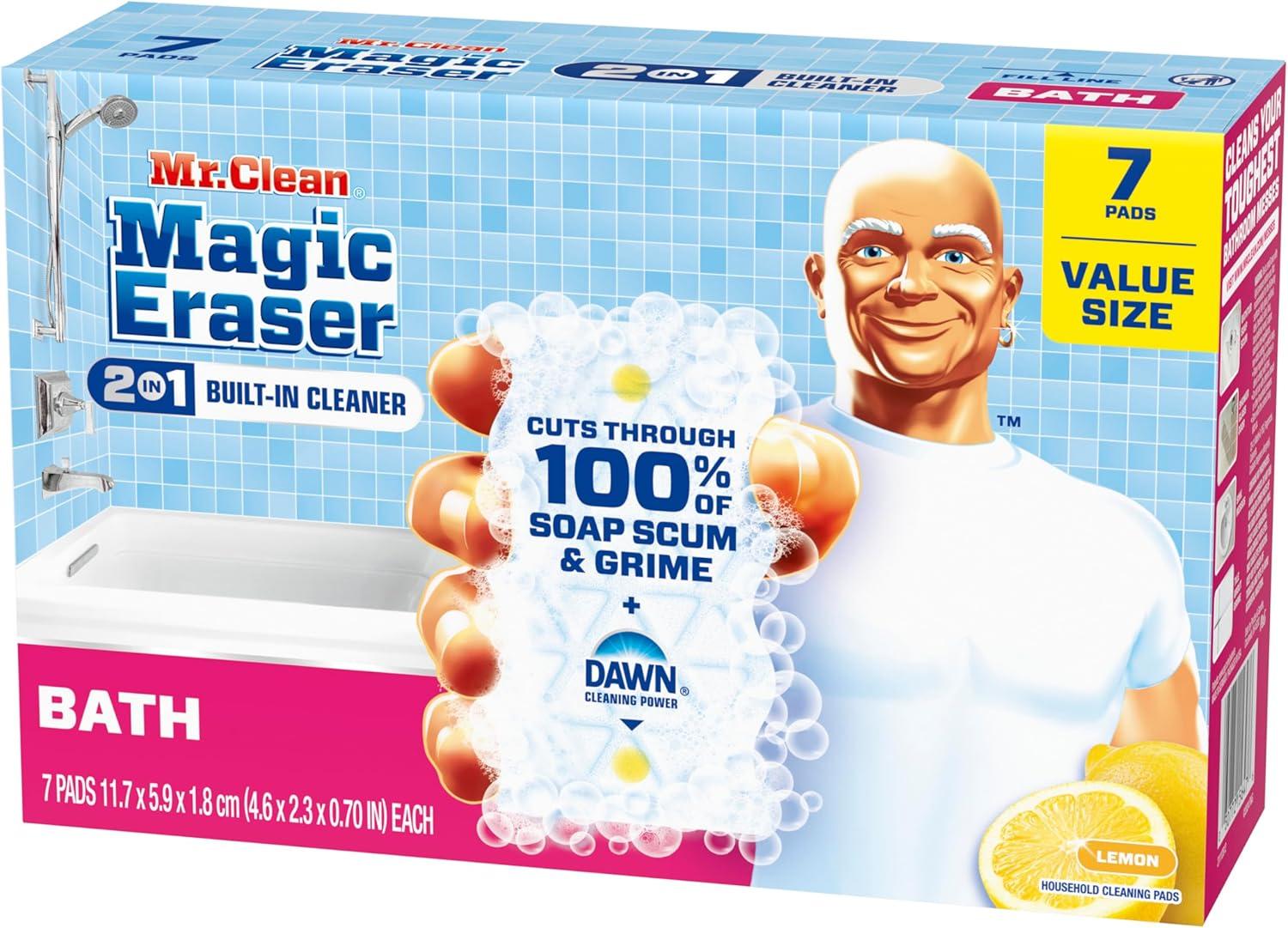 image:imageMr Clean Magic Eraser Sponge Bathroom Cleaner Shower Cleaner Tub Cleaner Soap Scum Remover Bathroom Cleaning Supplies Dawn Cleaning Power with Lemon Scent 2 in 1 Bath 5ctOriginal Version