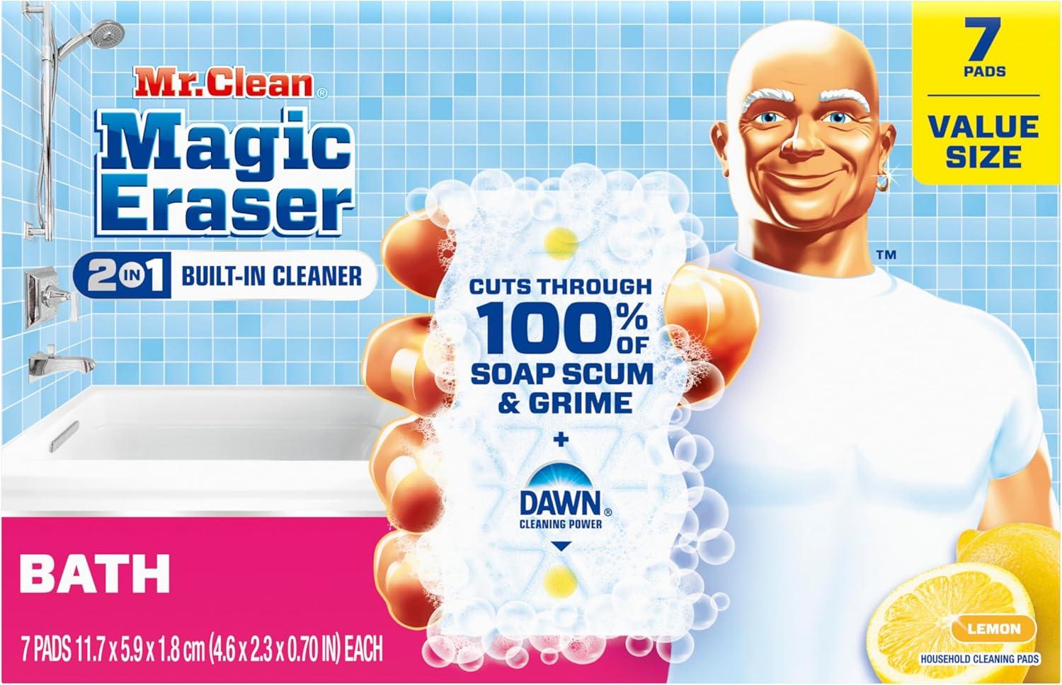 image:imageMr Clean Magic Eraser Sponge Bathroom Cleaner Shower Cleaner Tub Cleaner Soap Scum Remover Bathroom Cleaning Supplies Dawn Cleaning Power with Lemon Scent 2 in 1 Bath 5ctOriginal Version