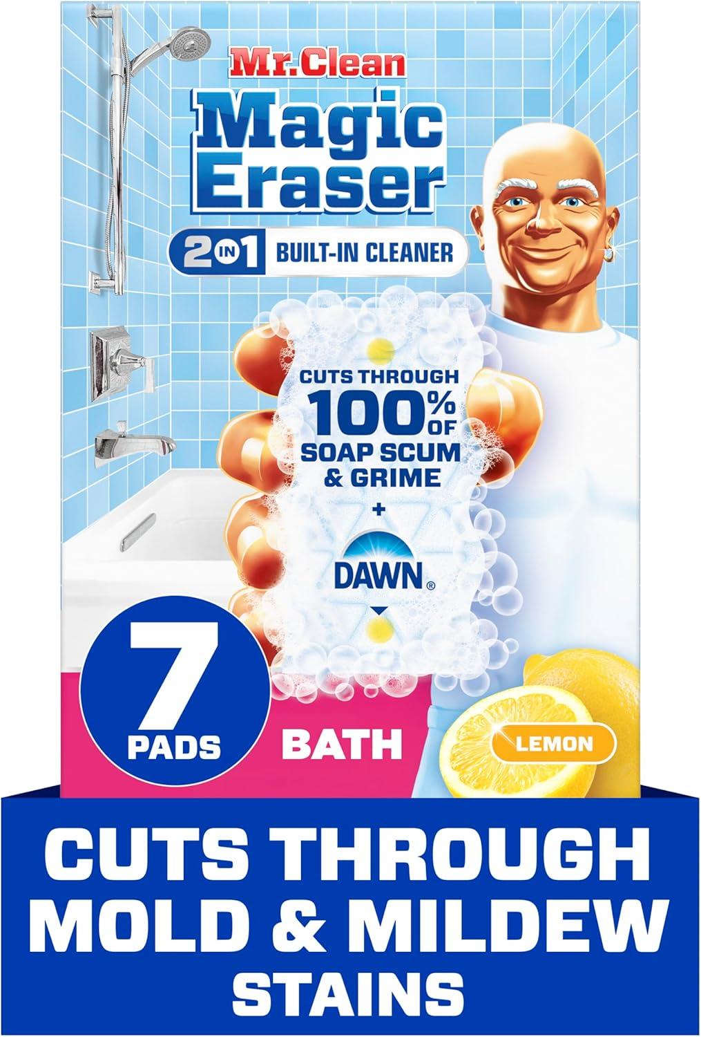 image:imageMr Clean Magic Eraser Sponge Bathroom Cleaner Shower Cleaner Tub Cleaner Soap Scum Remover Bathroom Cleaning Supplies Dawn Cleaning Power with Lemon Scent 2 in 1 Bath 5ctOriginal Version