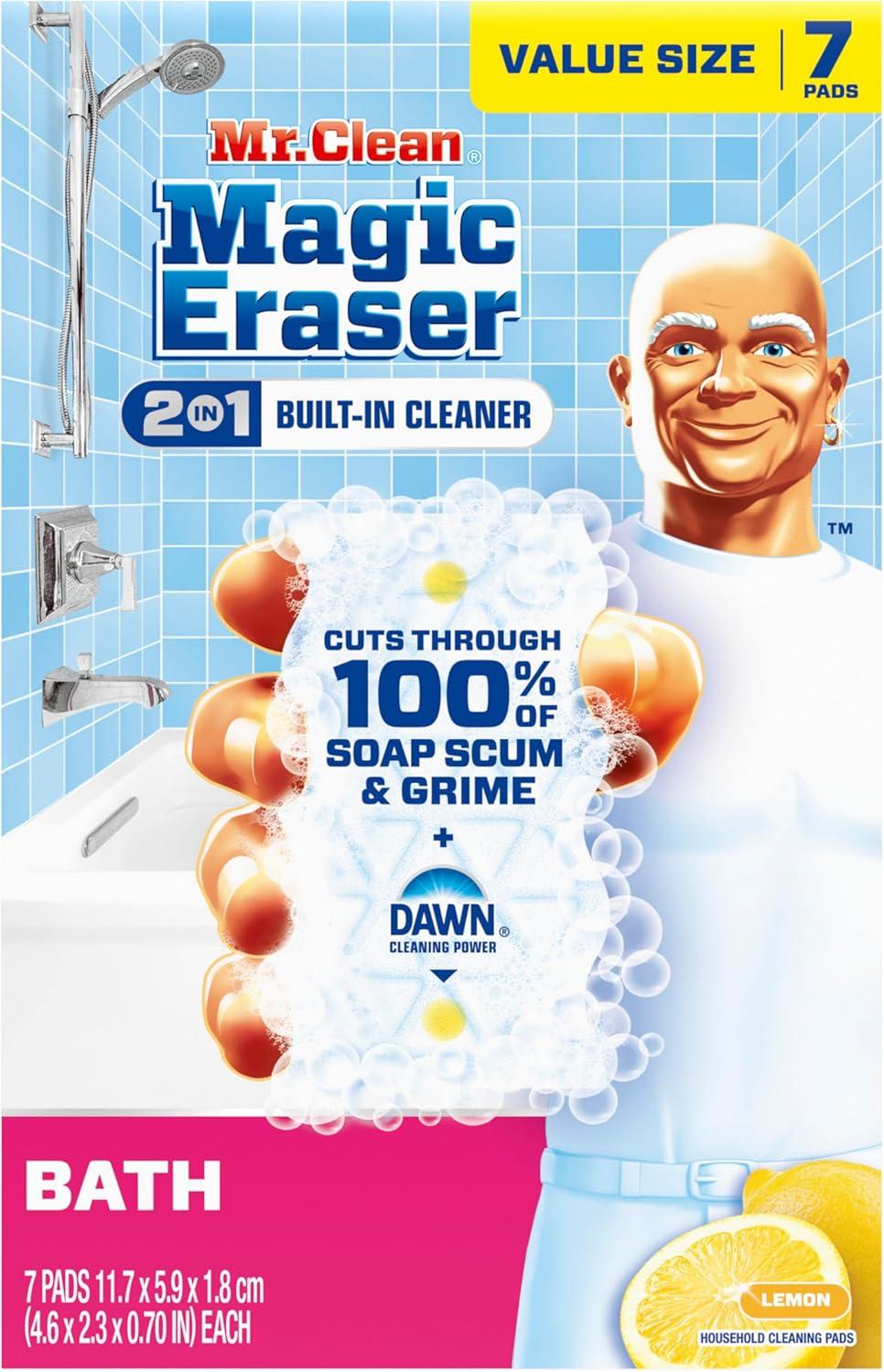 image:imageMr Clean Magic Eraser Sponge Bathroom Cleaner Shower Cleaner Tub Cleaner Soap Scum Remover Bathroom Cleaning Supplies Dawn Cleaning Power with Lemon Scent 2 in 1 Bath 5ctOriginal Version