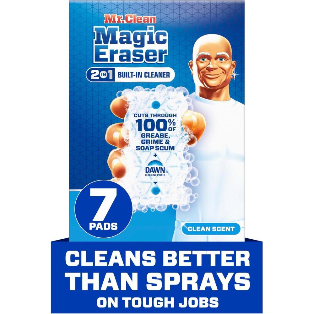 image:imageMr Clean Magic Eraser Foaming Sponge All Purpose Cleaner Dawn Cleaning Power Wall Sneaker Oven Cleaner Kitchen Bathroom Shower Cleaning Supplies Scrubber Ultra Foamy 7ct