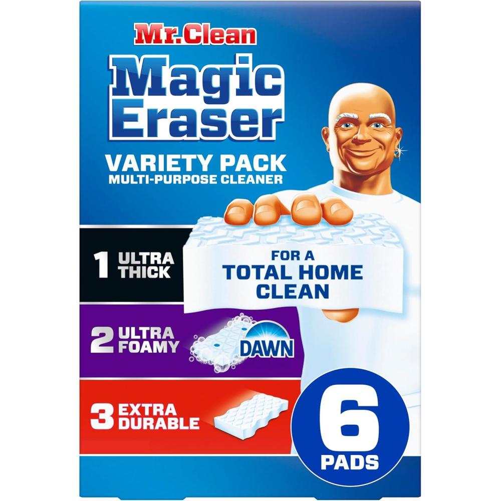 image:imageMr Clean Magic Eraser Sponge All Purpose Cleaner Cleaning Scrubber Kitchen Bathroom Shower Oven Cleaning Supplies Variety Pack with 1 Ultra Thick 2 Ultra Foamy amp 3 Extra Durable 6ctOriginal Version