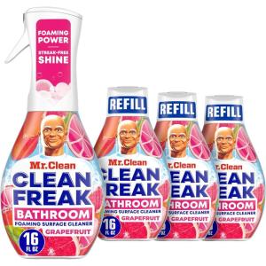 Mr. Clean Clean Freak Multi Surface Cleaning Spray, Deep Cleaning Mist Starter Kit and Refill Bundle, Lemon Zest Scent, 64 fl oz(Bathroom Grapefruit)