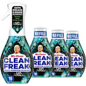 Mr. Clean Clean Freak Multi Surface Cleaning Spray, Deep Cleaning Mist Starter Kit and Refill Bundle, Lemon Zest Scent, 64 fl oz(Unstopables Fresh)