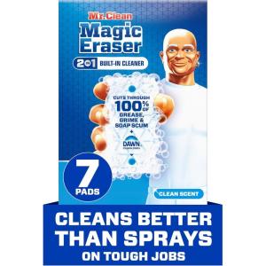 Mr. Clean Magic Eraser Foaming Sponge, All Purpose Cleaner, Dawn Cleaning Power, Wall, Sneaker, Oven Cleaner, Kitchen, Bathroom, Shower Cleaning Supplies, Scrubber, Ultra Foamy, 7ct