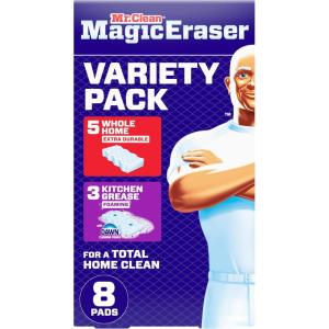 Mr. Clean Magic Eraser Sponge, All Purpose Cleaner, Cleaning Scrubber, Kitchen, Bathroom, Shower, Oven, Cleaning Supplies, Variety Pack with 1 Ultra Thick, 2 Ultra Foamy, & 3 Extra Durable, 6ct(Upgraded Version)