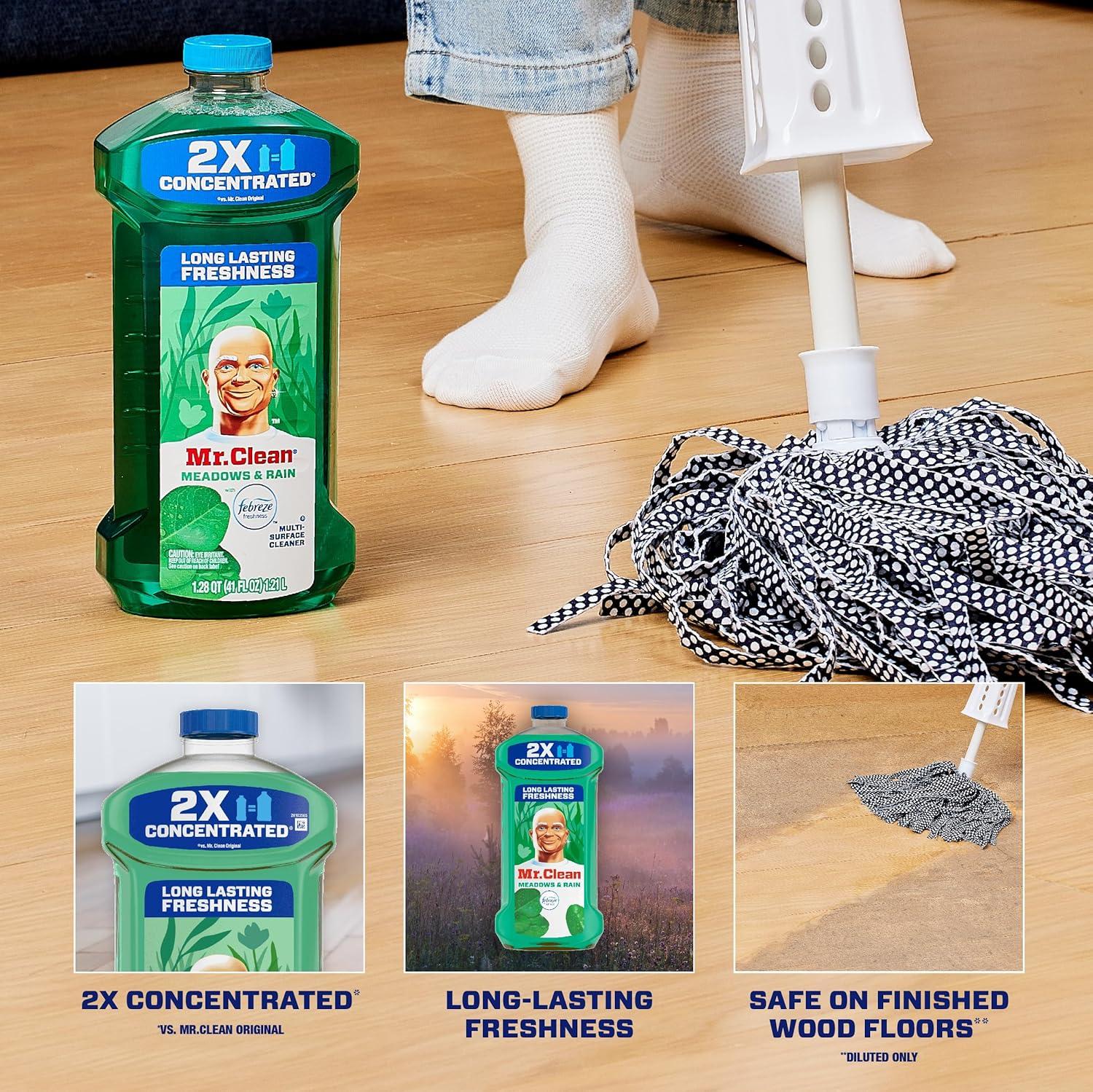 image:imageMr Clean All Purpose Cleaner Floor Cleaner for Mopping Home Bathroom amp Kitchen Cleaning Liquid for Mop amp Bucket Cleaning Supplies MultiSurface Dilutable Meadows amp Rain 41oz Pack of 241 Fl Oz Pack of 1