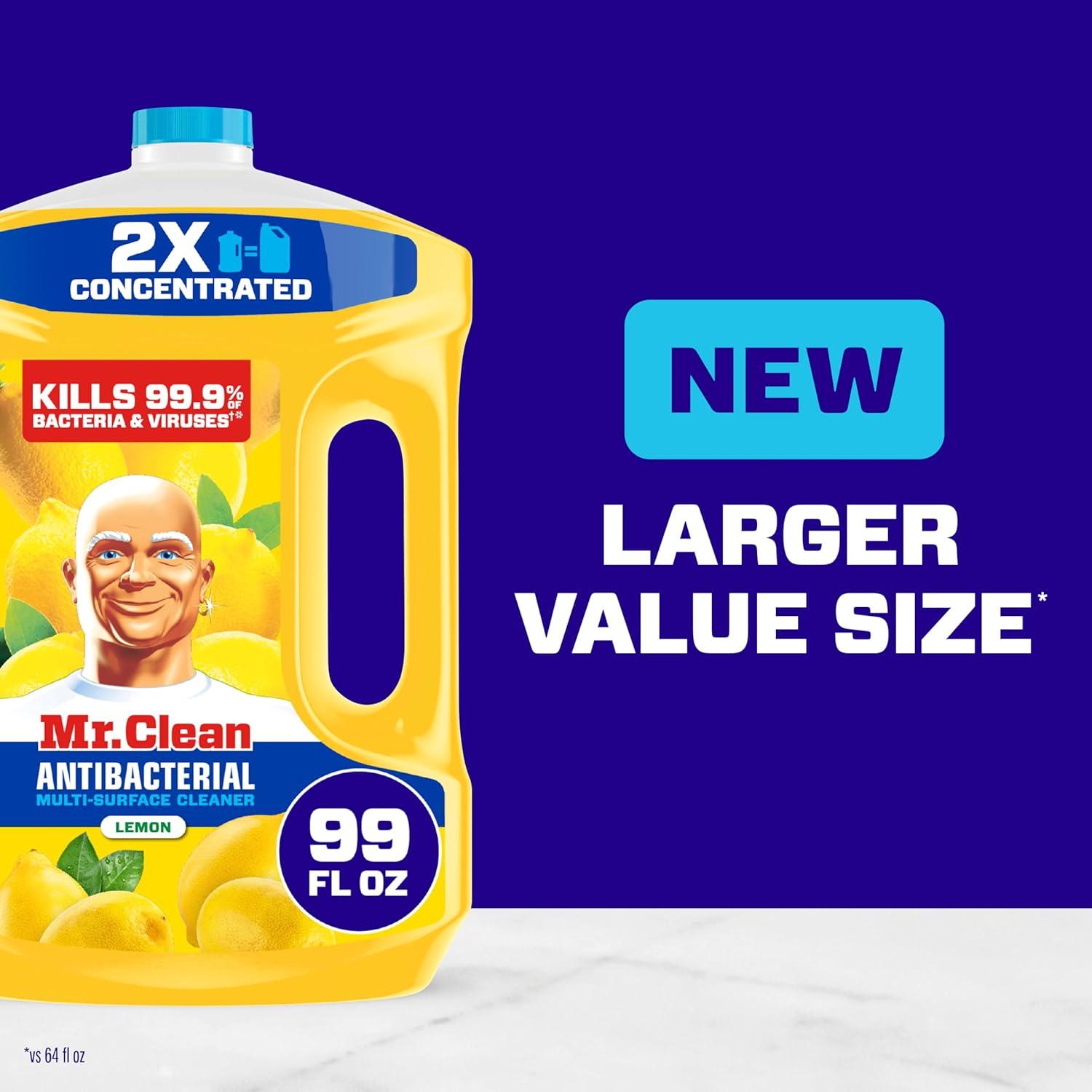 image:imageMr Clean Antibacterial All Purpose Cleaner Floor Cleaner for Mopping Home Bathroom amp Kitchen Cleaning Liquid for Mop amp Bucket Cleaning Supplies MultiSurface Dilutable Lemon 99oz99 Fl Oz Pack of 1