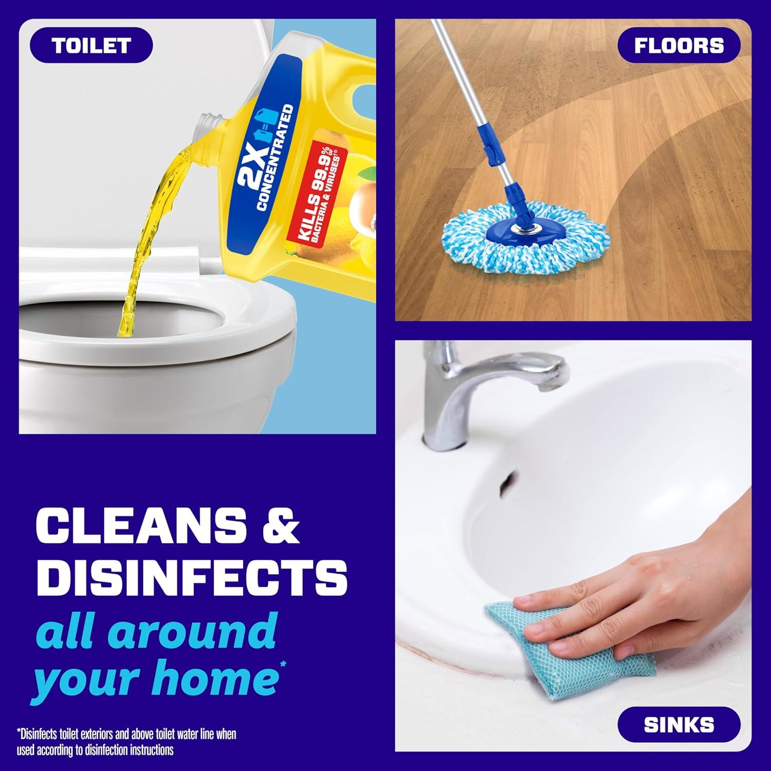 image:imageMr Clean Antibacterial All Purpose Cleaner Floor Cleaner for Mopping Home Bathroom amp Kitchen Cleaning Liquid for Mop amp Bucket Cleaning Supplies MultiSurface Dilutable Lemon 99oz99 Fl Oz Pack of 1