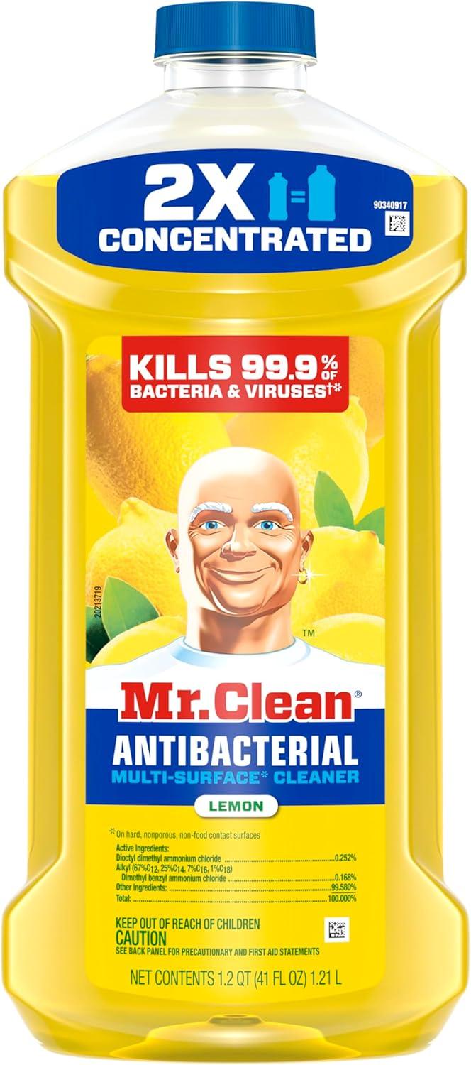image:imageMr Clean Antibacterial All Purpose Cleaner Floor Cleaner for Mopping Home Bathroom amp Kitchen Cleaning Liquid for Mop amp Bucket Cleaning Supplies MultiSurface Dilutable Lemon 99oz41 Fl Oz Pack of 1