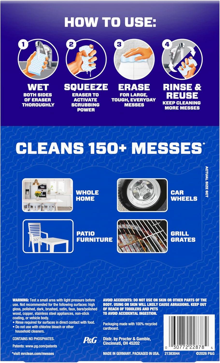 image:imageMr Clean Magic Eraser Sponge All Purpose Cleaner Long Lasting Cleaning Scrubber Wall Cleaner Sneaker Cleaner Oven Cleaner Kitchen Bathroom Shower Cleaning Supplies Ultra Thick 5ctUpgraded Version