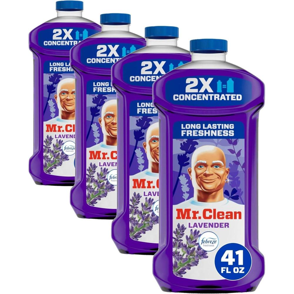 image:imageMr Clean All Purpose Cleaner Floor Cleaner for Mopping Home Bathroom amp Kitchen Cleaning Liquid for Mop amp Bucket Cleaning Supplies MultiSurface Dilutable Lavender 41oz41 Fl Oz Pack of 4