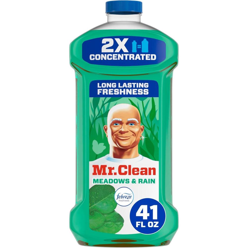 image:imageMr Clean All Purpose Cleaner Floor Cleaner for Mopping Home Bathroom amp Kitchen Cleaning Liquid for Mop amp Bucket Cleaning Supplies MultiSurface Dilutable Meadows amp Rain 41oz41 Fl Oz Pack of 1