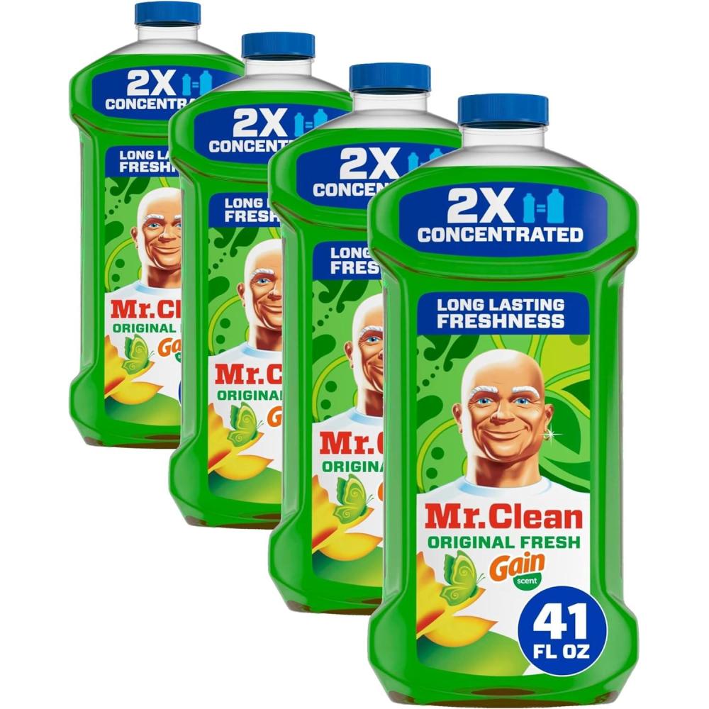 image:imageMr Clean All Purpose Cleaner Floor Cleaner for Mopping Home Bathroom amp Kitchen Cleaning Liquid for Mop amp Bucket Cleaning Supplies MultiSurface Dilutable Gain 41oz Pack of 441 Fl Oz Pack of 4