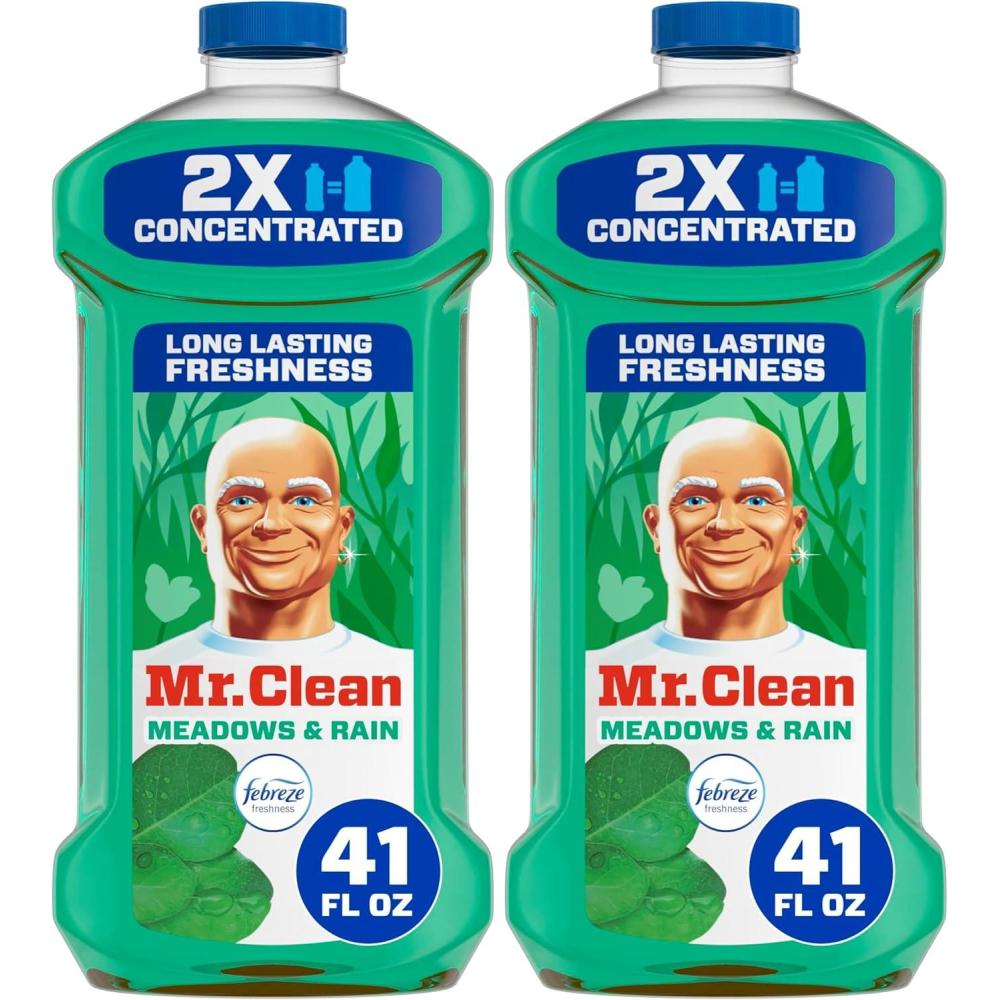 image:imageMr Clean All Purpose Cleaner Floor Cleaner for Mopping Home Bathroom amp Kitchen Cleaning Liquid for Mop amp Bucket Cleaning Supplies MultiSurface Dilutable Meadows amp Rain 41oz Pack of 241 Fl Oz Pack of 2