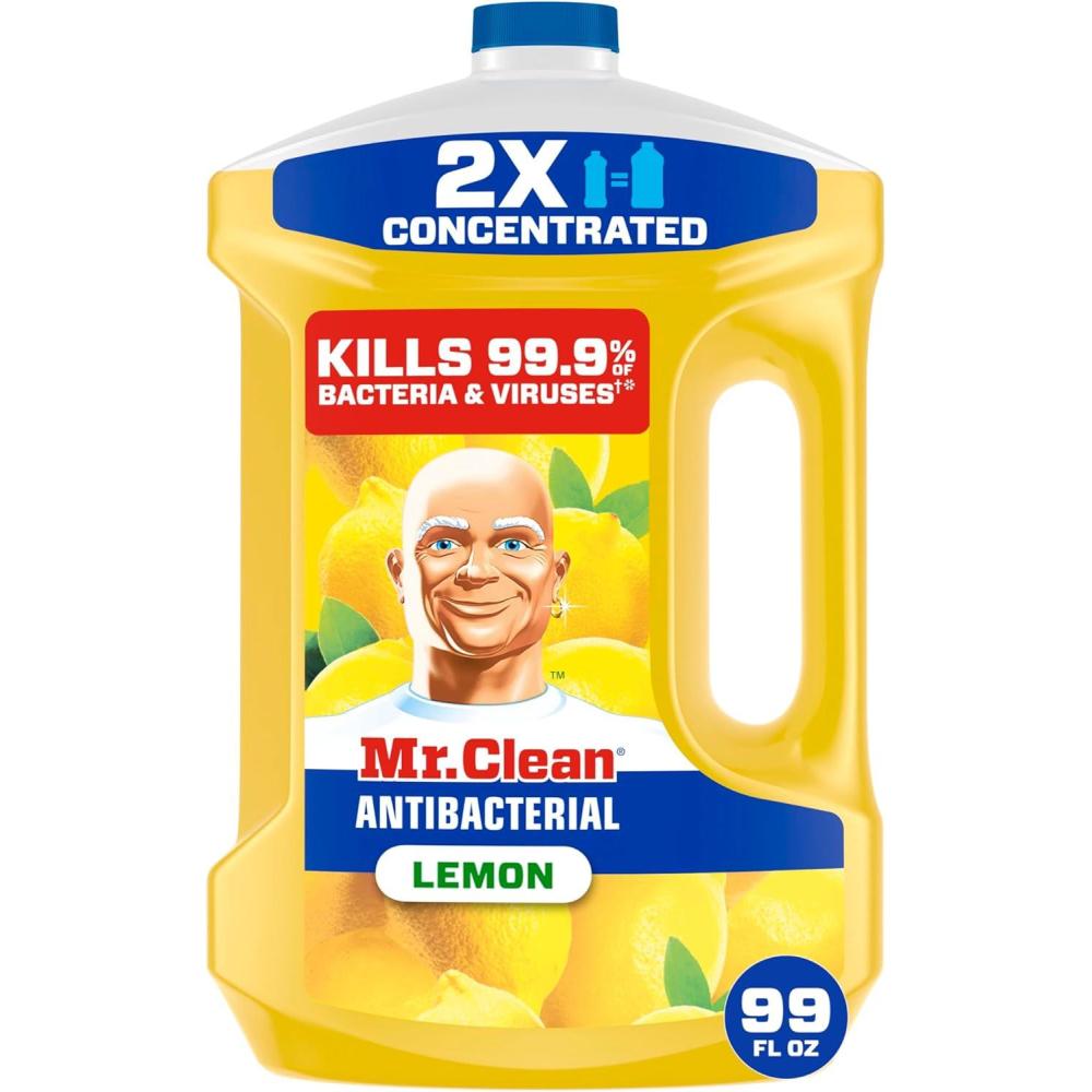 image:imageMr Clean Antibacterial All Purpose Cleaner Floor Cleaner for Mopping Home Bathroom amp Kitchen Cleaning Liquid for Mop amp Bucket Cleaning Supplies MultiSurface Dilutable Lemon 99oz99 Fl Oz Pack of 1