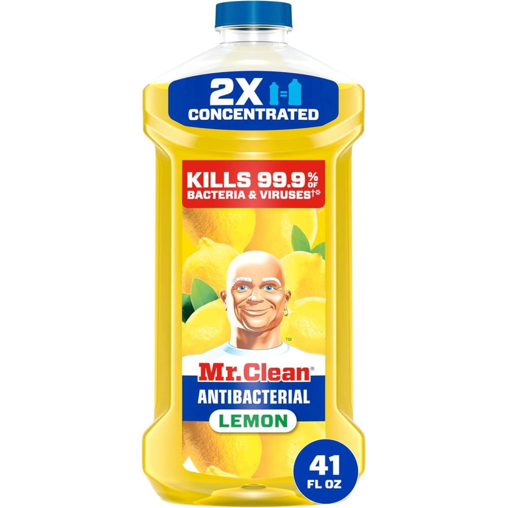 image:imageMr Clean Antibacterial All Purpose Cleaner Floor Cleaner for Mopping Home Bathroom amp Kitchen Cleaning Liquid for Mop amp Bucket Cleaning Supplies MultiSurface Dilutable Lemon 99oz41 Fl Oz Pack of 1