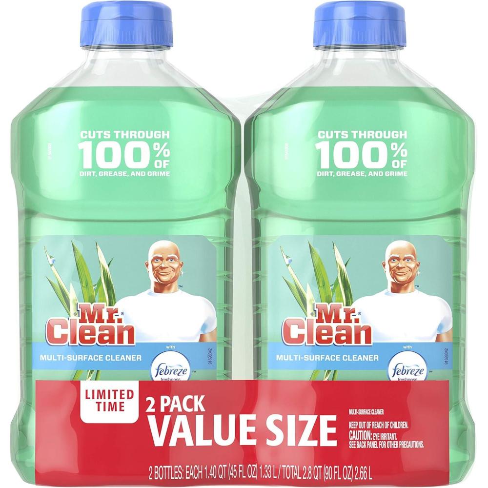 image:imageMr Clean Liquid All Purpose MultiSurface Cleaner  Meadows and Rain with Febreze Freshness  45 Ounce Each Bottle Pack of 2 Total 90 fl oz
