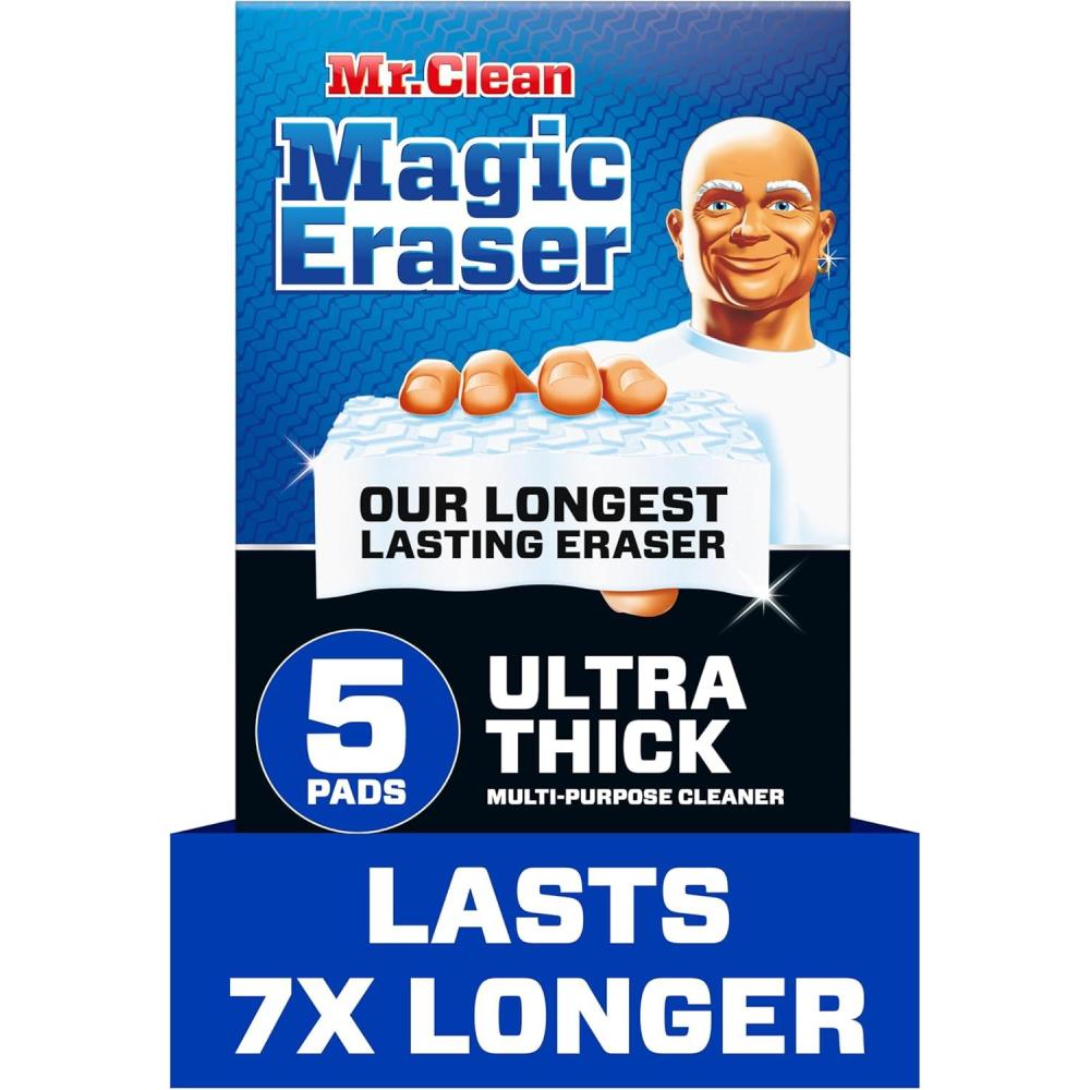 image:imageMr Clean Magic Eraser Sponge All Purpose Cleaner Long Lasting Cleaning Scrubber Wall Cleaner Sneaker Cleaner Oven Cleaner Kitchen Bathroom Shower Cleaning Supplies Ultra Thick 5ctOriginal Version