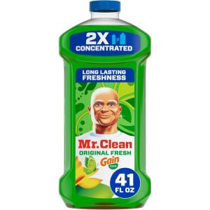 Mr. Clean All Purpose Cleaner, Floor Cleaner for Mopping Home, Bathroom, & Kitchen, Cleaning Liquid for Mop & Bucket, Cleaning Supplies, Multi-Surface Dilutable, Gain, 41oz (Pack of 4)(41 Fl Oz (Pack of 1))