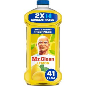 Mr. Clean All Purpose Cleaner, Floor Cleaner for Mopping Home, Bathroom, & Kitchen, Cleaning Liquid for Mop & Bucket, Cleaning Supplies, Multi-Surface Dilutable, Lemon, 41oz(41 Fl Oz (Pack of 1))