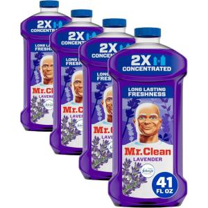 Mr. Clean All Purpose Cleaner,Floor Cleaner for Mopping Home,Bathroom,& Kitchen,Cleaning Liquid for Mop & Bucket,Cleaning Supplies,Multi-Surface Dilutable,Lavender,41oz,(Pack of 4)(41 Fl Oz (Pack of 4))