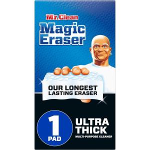 Mr. Clean Magic Eraser Ultra Thick Multi Purpose Cleaner, Magic Eraser Sponge Multi Surface Cleaner, 1ct(1 Count (Pack of 1))