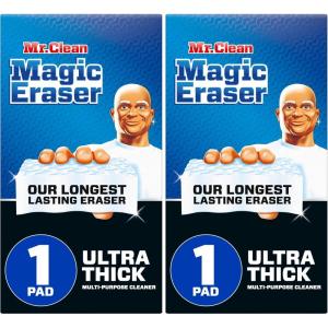 Mr. Clean Magic Eraser Ultra Thick Multi Purpose Cleaner, Magic Eraser Sponge Multi Surface Cleaner, 1ct(1 Count (Pack of 2))